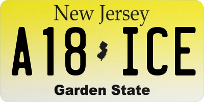 NJ license plate A18ICE