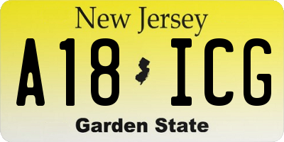 NJ license plate A18ICG