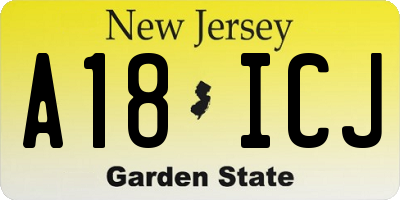 NJ license plate A18ICJ