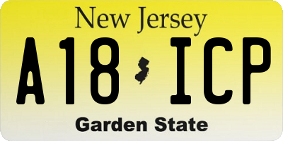 NJ license plate A18ICP