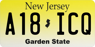 NJ license plate A18ICQ