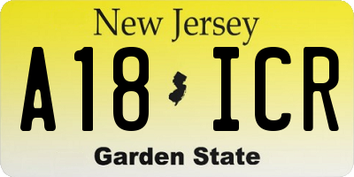 NJ license plate A18ICR