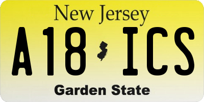 NJ license plate A18ICS