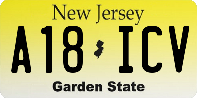 NJ license plate A18ICV