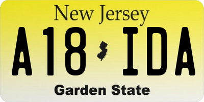 NJ license plate A18IDA