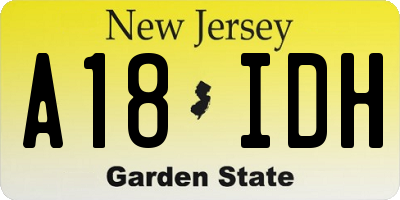 NJ license plate A18IDH