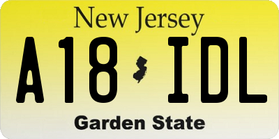 NJ license plate A18IDL