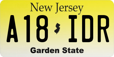 NJ license plate A18IDR
