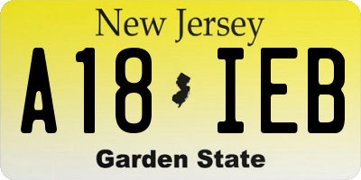 NJ license plate A18IEB