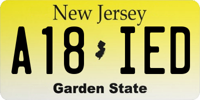 NJ license plate A18IED