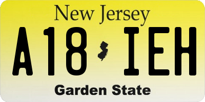 NJ license plate A18IEH
