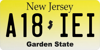 NJ license plate A18IEI