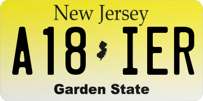 NJ license plate A18IER