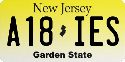 NJ license plate A18IES