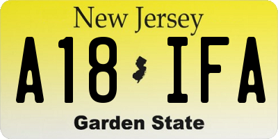 NJ license plate A18IFA