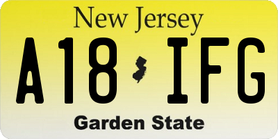 NJ license plate A18IFG