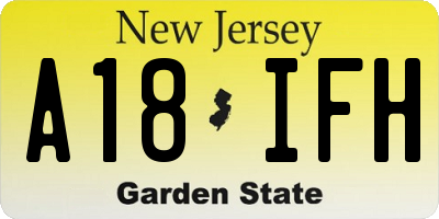 NJ license plate A18IFH