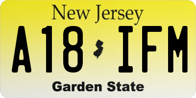 NJ license plate A18IFM