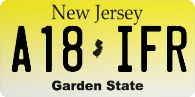 NJ license plate A18IFR