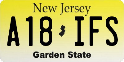 NJ license plate A18IFS