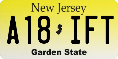 NJ license plate A18IFT