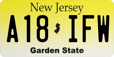 NJ license plate A18IFW
