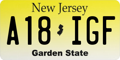 NJ license plate A18IGF