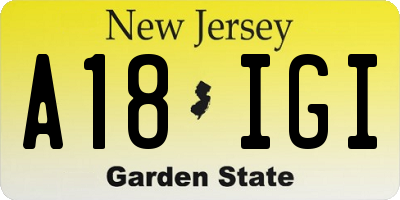 NJ license plate A18IGI