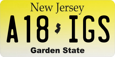 NJ license plate A18IGS