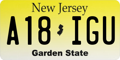 NJ license plate A18IGU