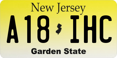 NJ license plate A18IHC