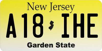 NJ license plate A18IHE