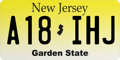 NJ license plate A18IHJ