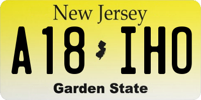 NJ license plate A18IHO