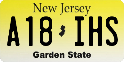 NJ license plate A18IHS