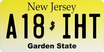 NJ license plate A18IHT