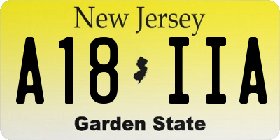 NJ license plate A18IIA