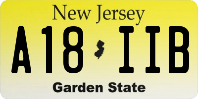 NJ license plate A18IIB