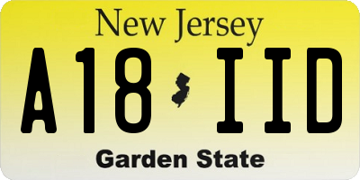 NJ license plate A18IID