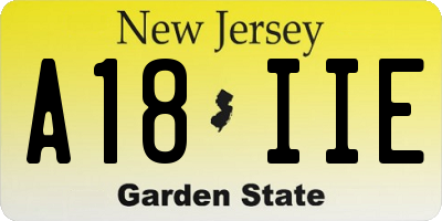 NJ license plate A18IIE