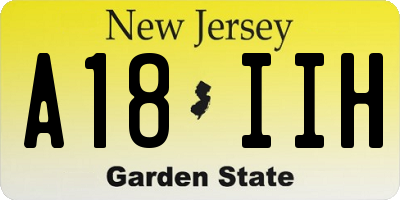 NJ license plate A18IIH