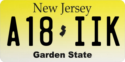 NJ license plate A18IIK