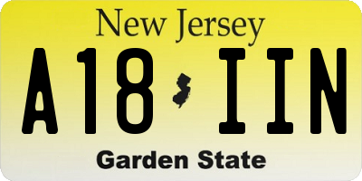 NJ license plate A18IIN