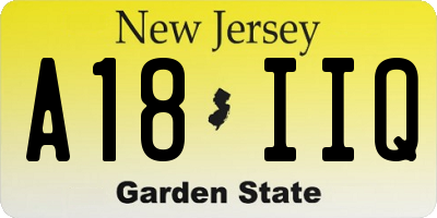 NJ license plate A18IIQ