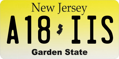NJ license plate A18IIS