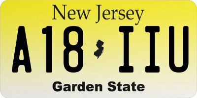 NJ license plate A18IIU