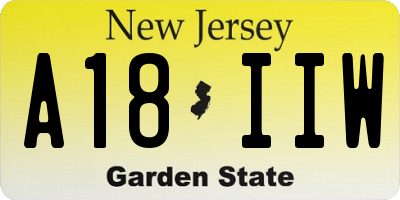 NJ license plate A18IIW