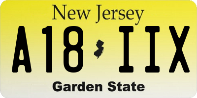 NJ license plate A18IIX