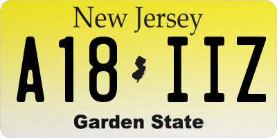 NJ license plate A18IIZ