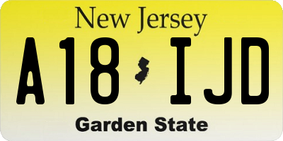 NJ license plate A18IJD